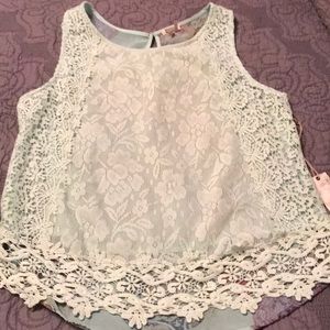 Mixed media sleeveless top